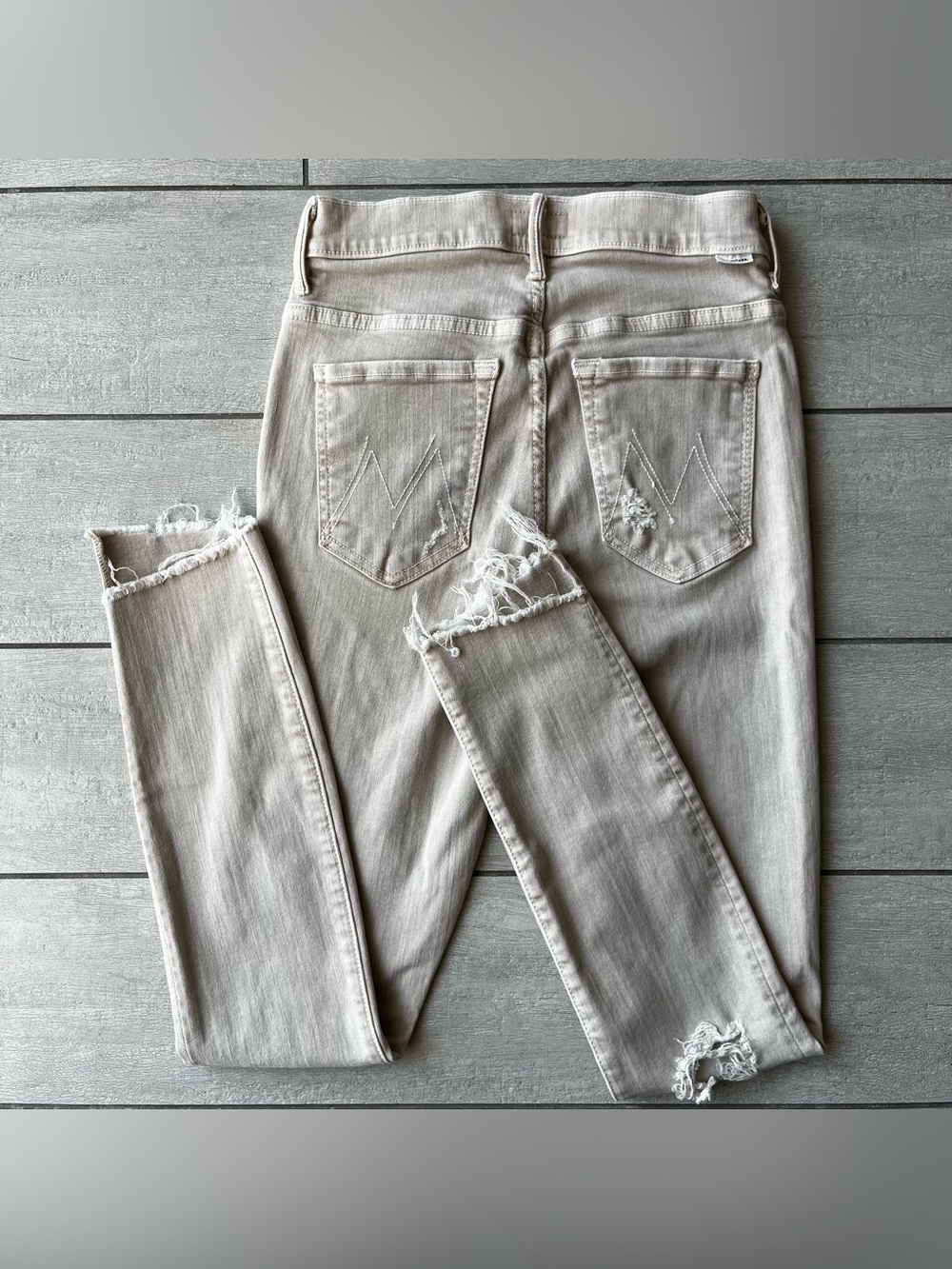 MOTHER Denim Jean Stunner Zip Ankle Step Fray 25 Sexy Just Walked Into Town Sand